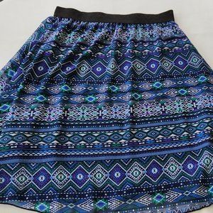 LuLaRoe A-Line Skirt, size 2XL, Blue/Purple/White/Black
